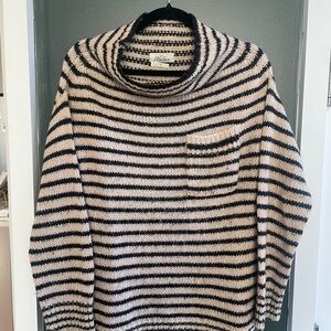 Madewell Women's Striped Black and Cream Sweater